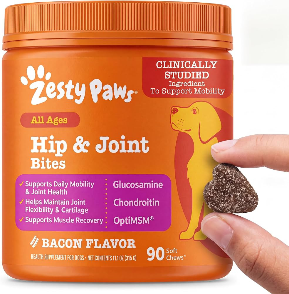 Zesty Paws Glucosamine for Dogs - Dog Joint Supplement, Bacon, 90 Ct | Amazon (US)