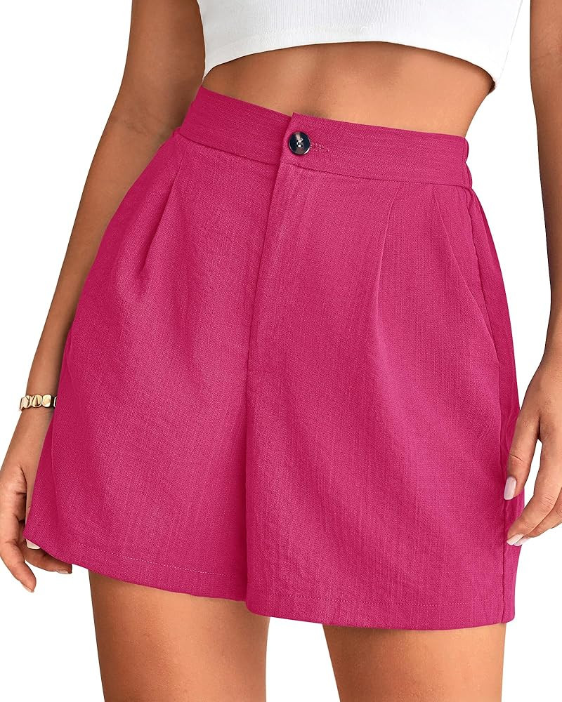 BTFBM Womens Shorts Dressy Casual Summer 2025 High Waisted Tailored Pleated Business Work Trouser... | Amazon (US)