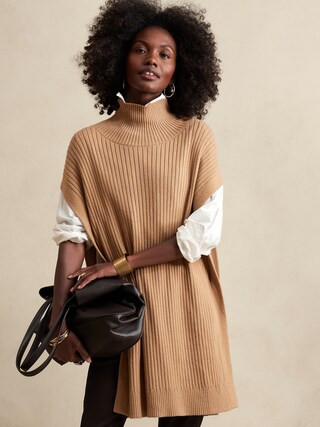Mock-Neck Knit Poncho | Banana Republic Factory