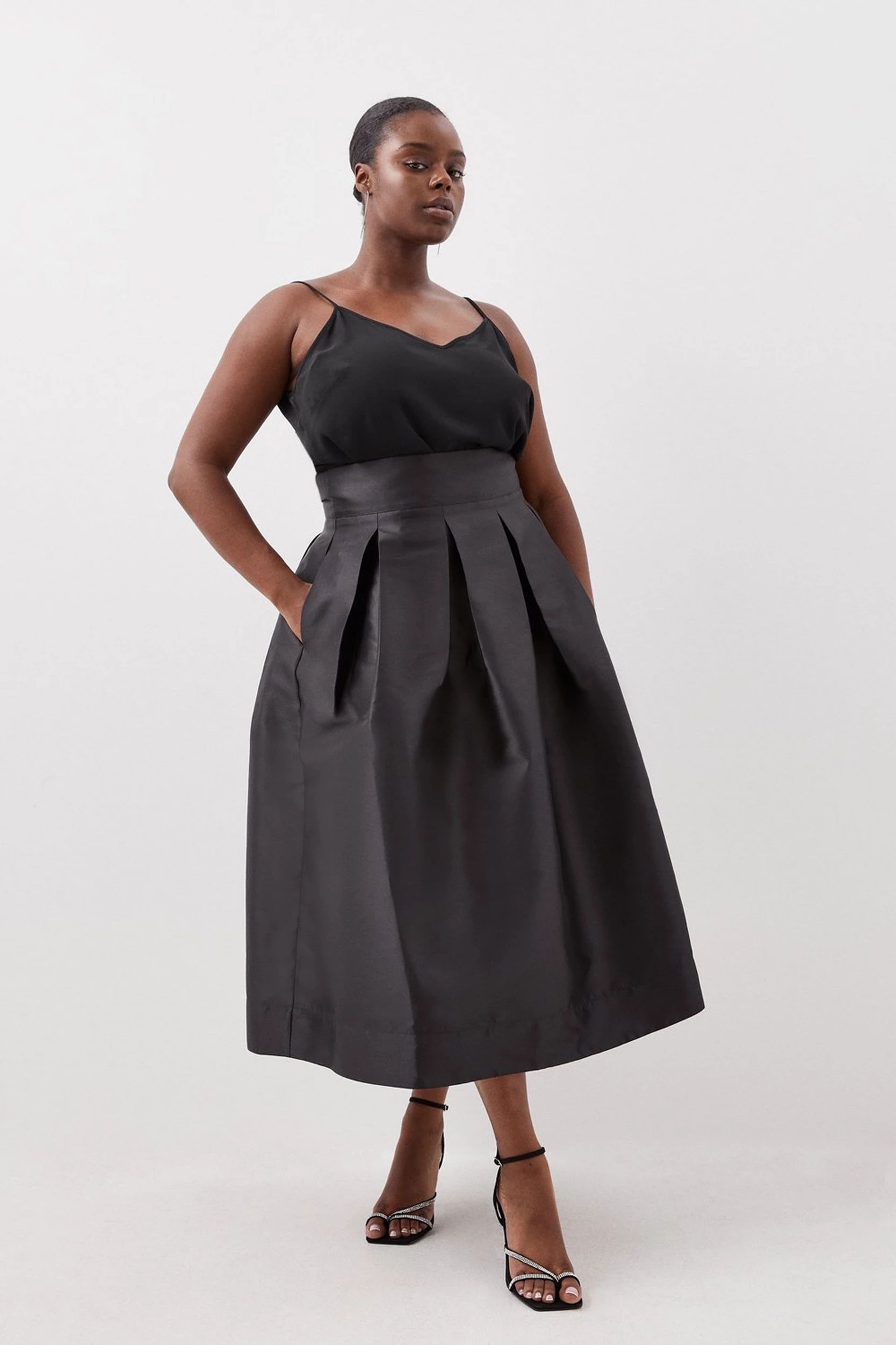 Plus Size Twill Prom Maxi Skirt | Karen Millen UK + IE + DE + NL