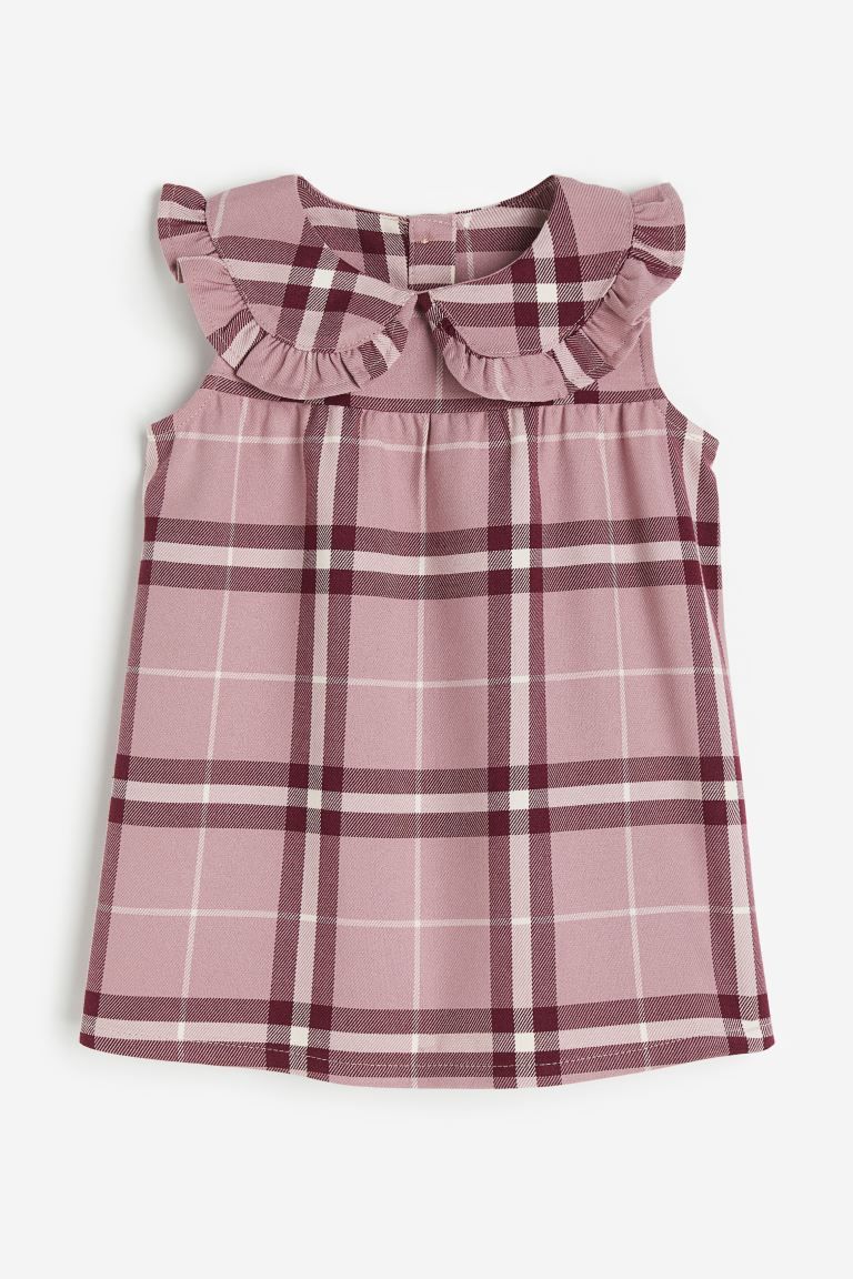 Twill Dress with Collar - Pink/plaid - Kids | H&M US | H&M (US + CA)