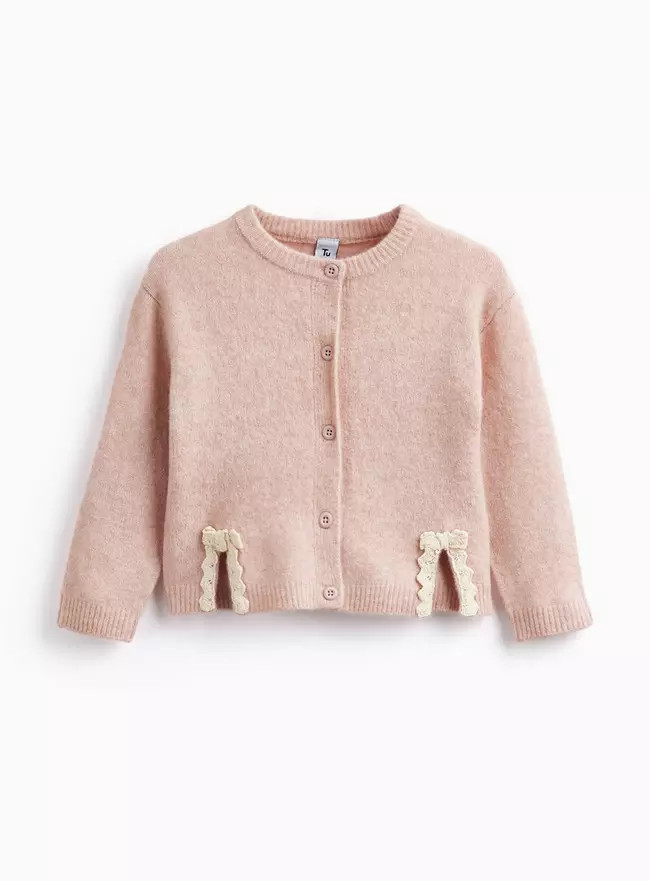 Buy Pink Bow Detailing Long Sleeve Cardigan 1-2 years | Jumpers and cardigans | Tu | Tu Clothing