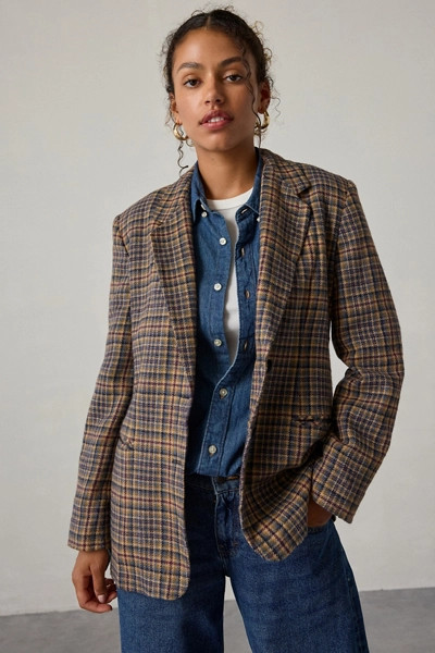 Vintage By UO Wool Check Blazer | Urban Outfitters (US and RoW)