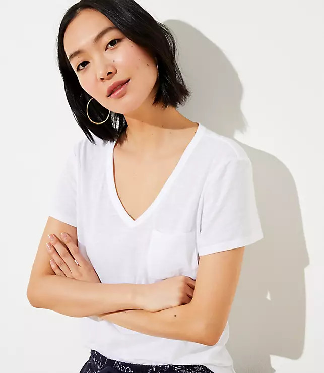 Pocket V-Neck Vintage Soft Tee | LOFT | LOFT