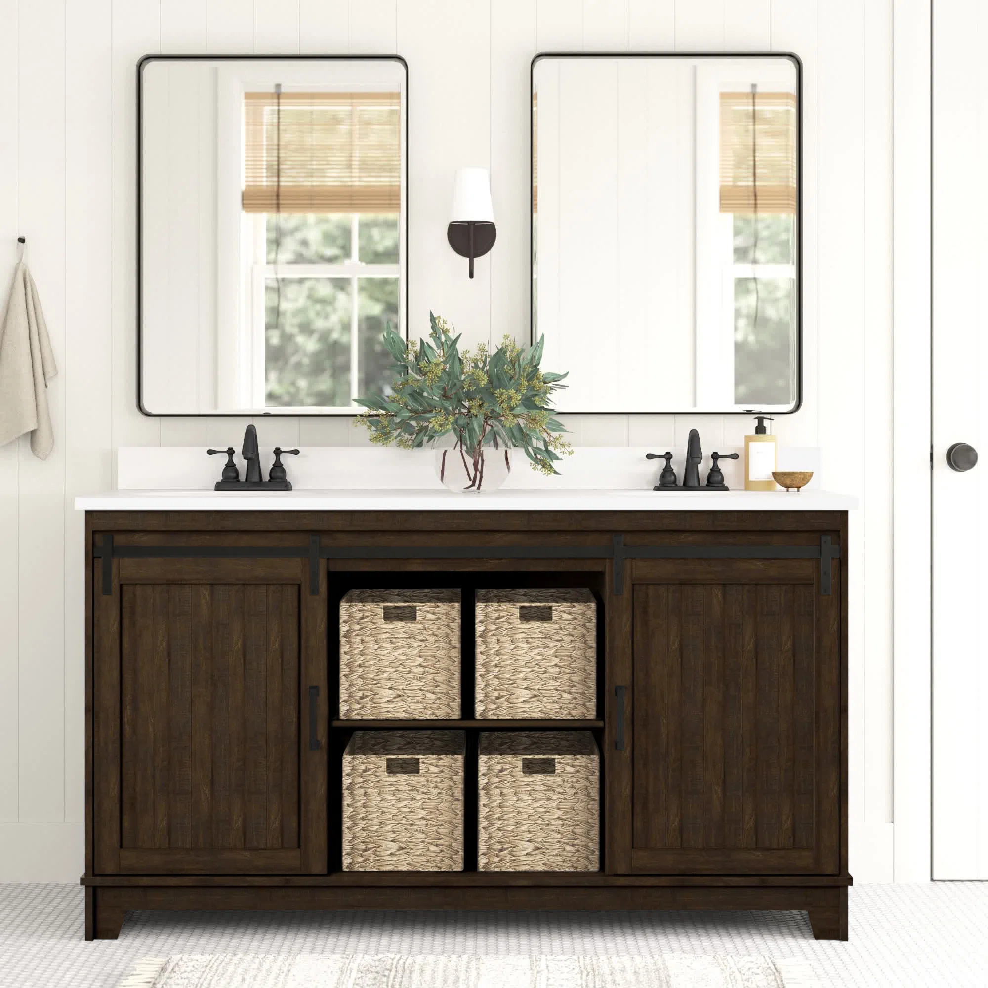 Braylen 60'' Double Bathroom Vanity with Vitreous China Top | Wayfair North America