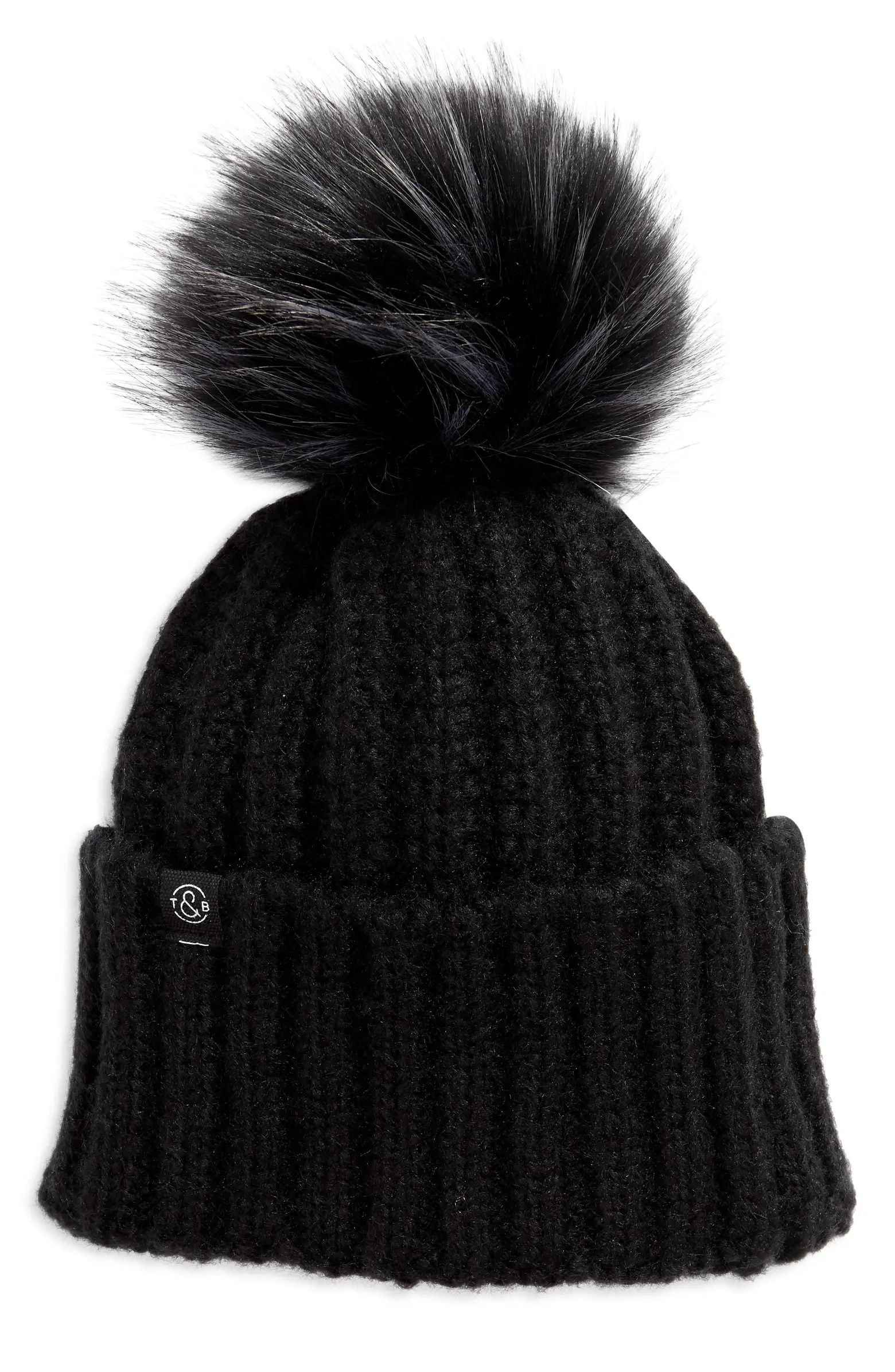 Cuffed Beanie with Faux Fur Pom | Nordstrom