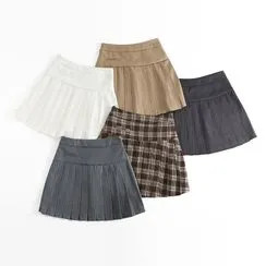 Kamakura - Set: Long-Sleeve V-Neck Contrast Trim Sweater + High Waist Mini Knit Skirt | YesStyle Global