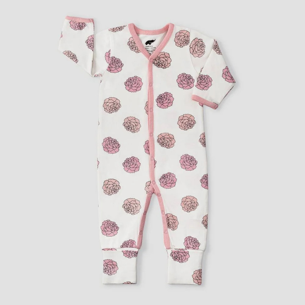 Layette by Monica + Andy Baby Girls' Floral Pajama Romper - Pink 3-6M | Walmart (US)