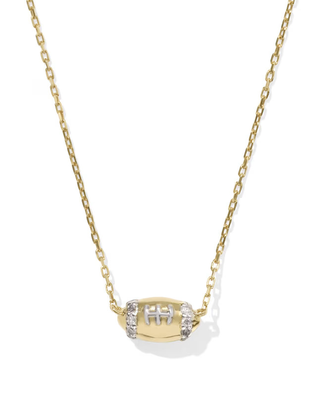 Tiny Diamond Football 14k Yellow Gold Pendant Necklace in White Diamond | Kendra Scott