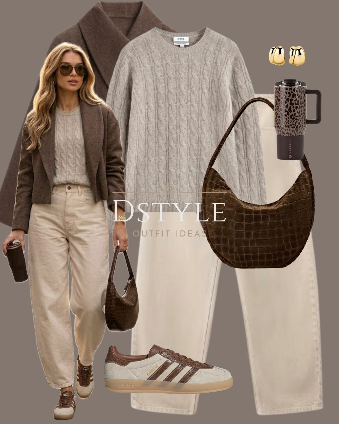 Monochromatic tones made cozy. Style a classic beige cable-knit sweater with cream wide-leg jeans, a suede shoulder bag, and low-profile sneakers for off-duty days.

#LTKootd