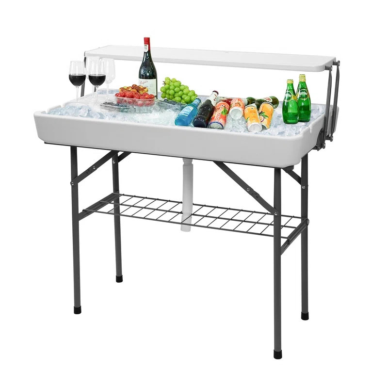 Folding Ice Cooler Table with Drain, Skirt Included, Ideal for Party, BBQs, Fishing & Cleaning Ta... | Wayfair North America
