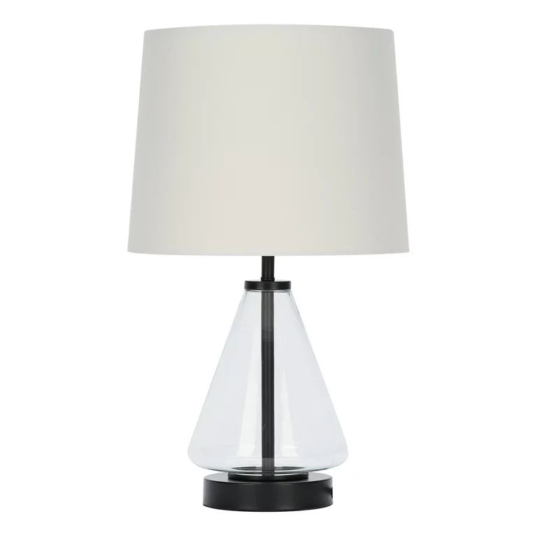 Better Homes & Gardens Glass with Black Base Table Lamp, 18" H | Walmart (US)