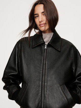 Oversized Leather Bomber Jacket | Banana Republic (US)