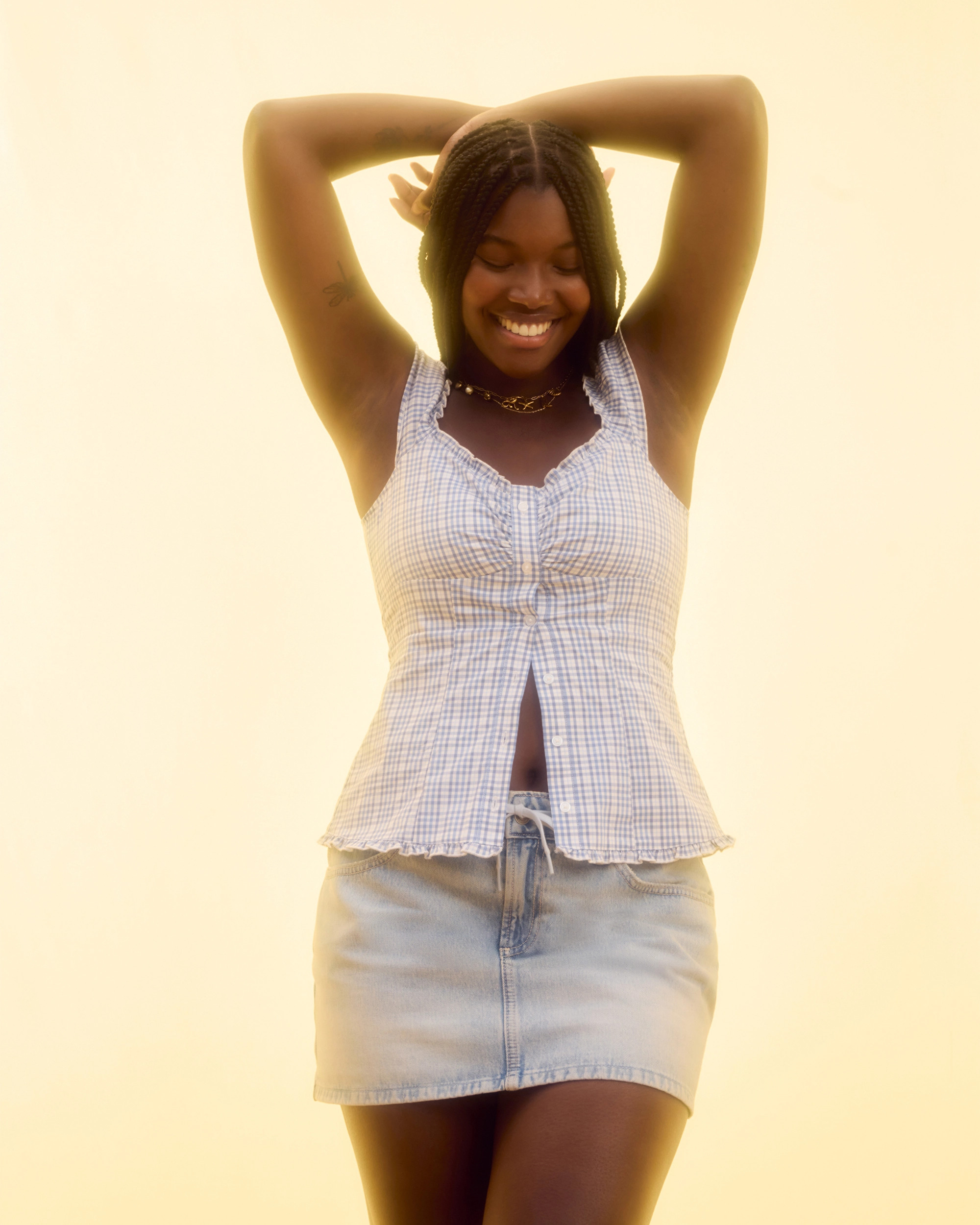 Light Wash Denim Mini Skort | Hollister (US)