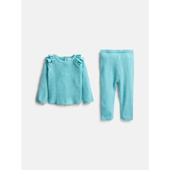 Wonder Nation Baby Girls Sweater Knit Top and Pants Set, 2 Piece, Sizes 0-3M-24M | Walmart (US)