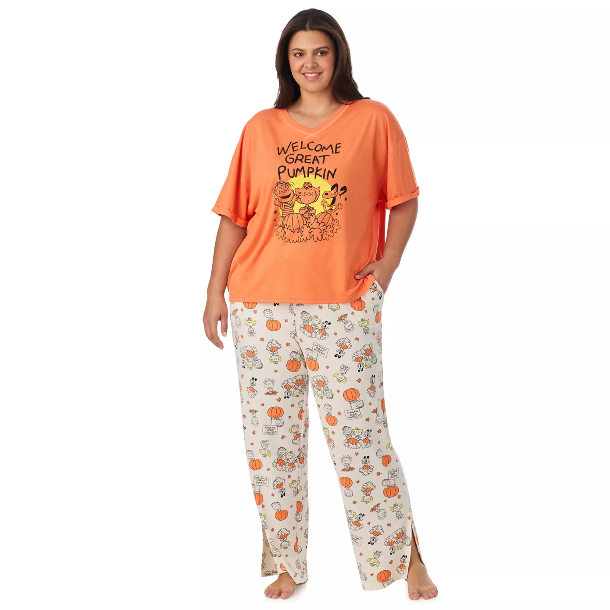 Plus Size Charlie Brown & The Great Pumpkin 2-Piece Pajama Top & Pajama Bottoms Set | Kohl's