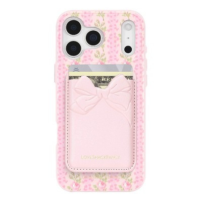 LoveShackFancy x Target – Case-Mate Adhesive Bow Cardholder Strawberry Macaroon | Target