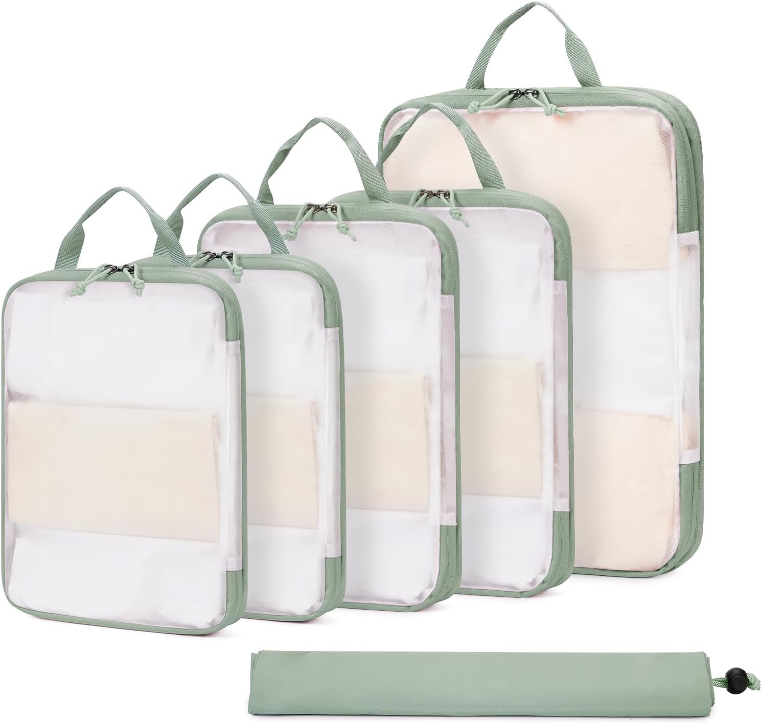 ECOHUB Travel Compression Packing Cubes, Recycled 6 Set Packing Cubes for Backpack Suitcases, Tear Resistant Mesh Travel Cubes with Shoes Bag, Washable Packing Organiser Expandable, Patent Pending | Amazon (UK)