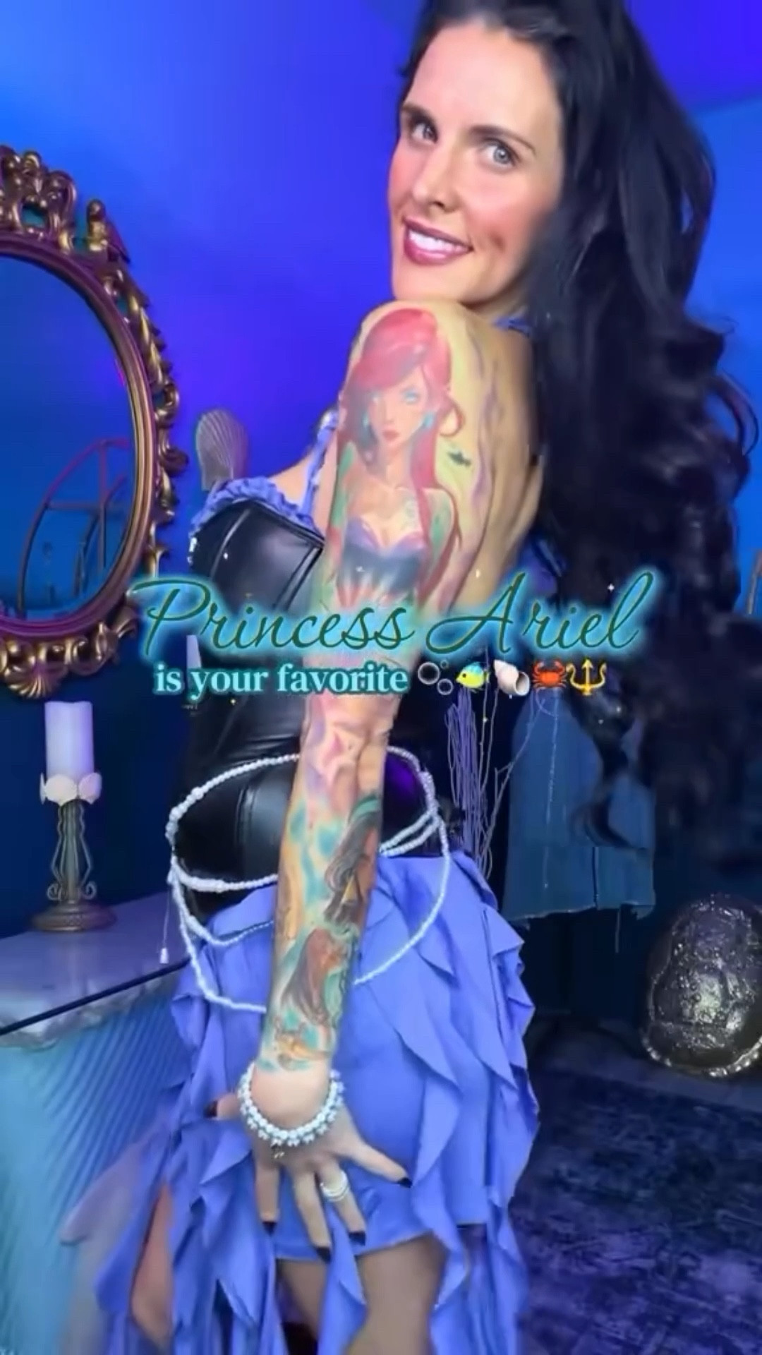 It feels sea-riously magical around here 🫧🐚🩵

Home items ➡️ Amazon SF. 
Pink Couch is in my LTK 🤍

#ariel #disneyhome #mermaidcore #whimsical #coastal