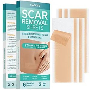 6-Pack Silicone Scar Sheets (1.57 * 5.9 Inches), Maskiss Silicone Scar Removal Sheets, Ideal Scar... | Amazon (US)