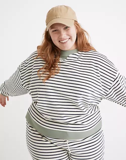 Plus MWL Velour Crewneck Sweatshirt in Stripe | Madewell