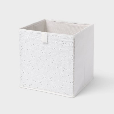 11''x10.5'' Fabric Decorative Storage Bin Eyelet White - Brightroom™ | Target