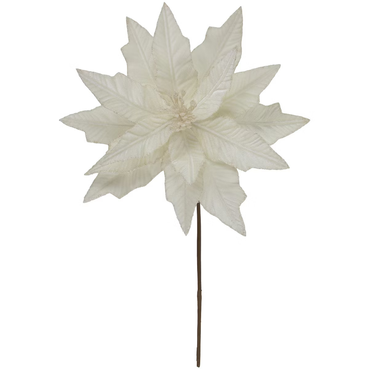 Northlight 24" Cream Glittered Poinsettia Christmas Stem Spray | Target