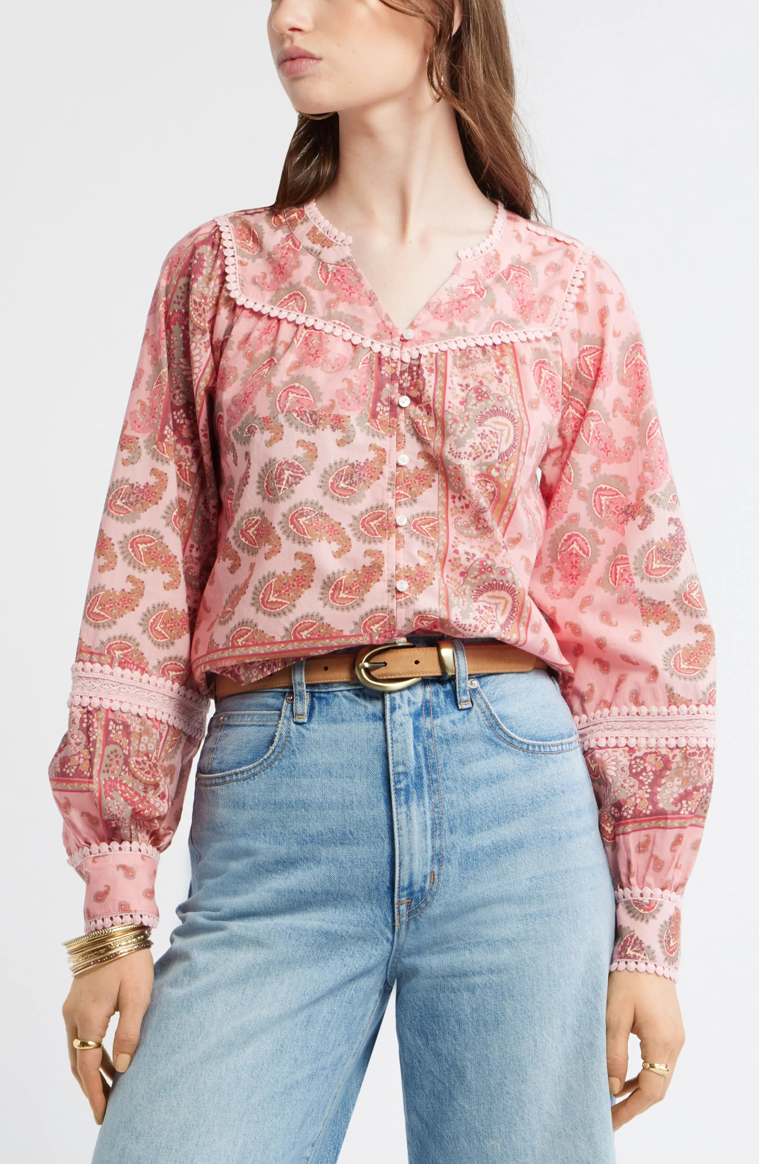 Lace Trim Button-Up Shirt (Women) | Nordstrom | Nordstrom