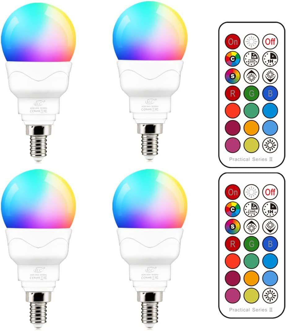 ILC E12 LED Light Bulbs (40w Equivalent) 5W, Color Changing RGB, A15 Small Base Candelabra Round ... | Amazon (US)