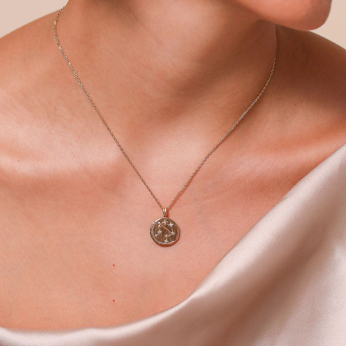 Libra Zodiac Gold Pendant Necklace | Astrid & Miyu Necklaces | Astrid and Miyu