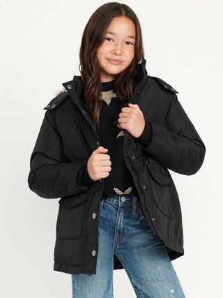 Water-Resistant Sherpa-Lined Hooded Parka Coat for Girls | Old Navy (CA)