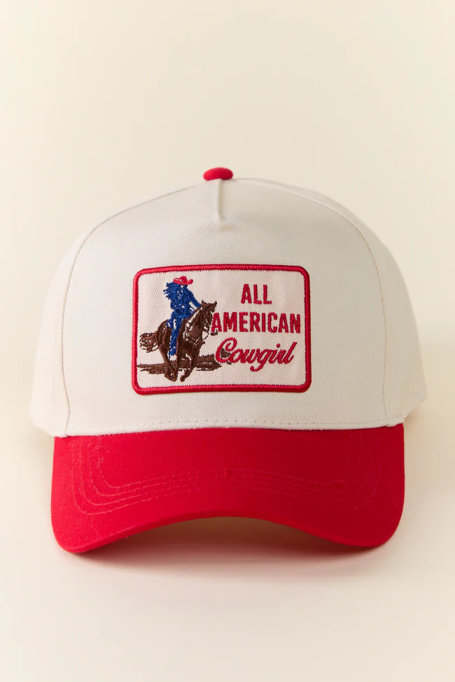 All American Cowgirl Red Trucker Hat | Pink Lily