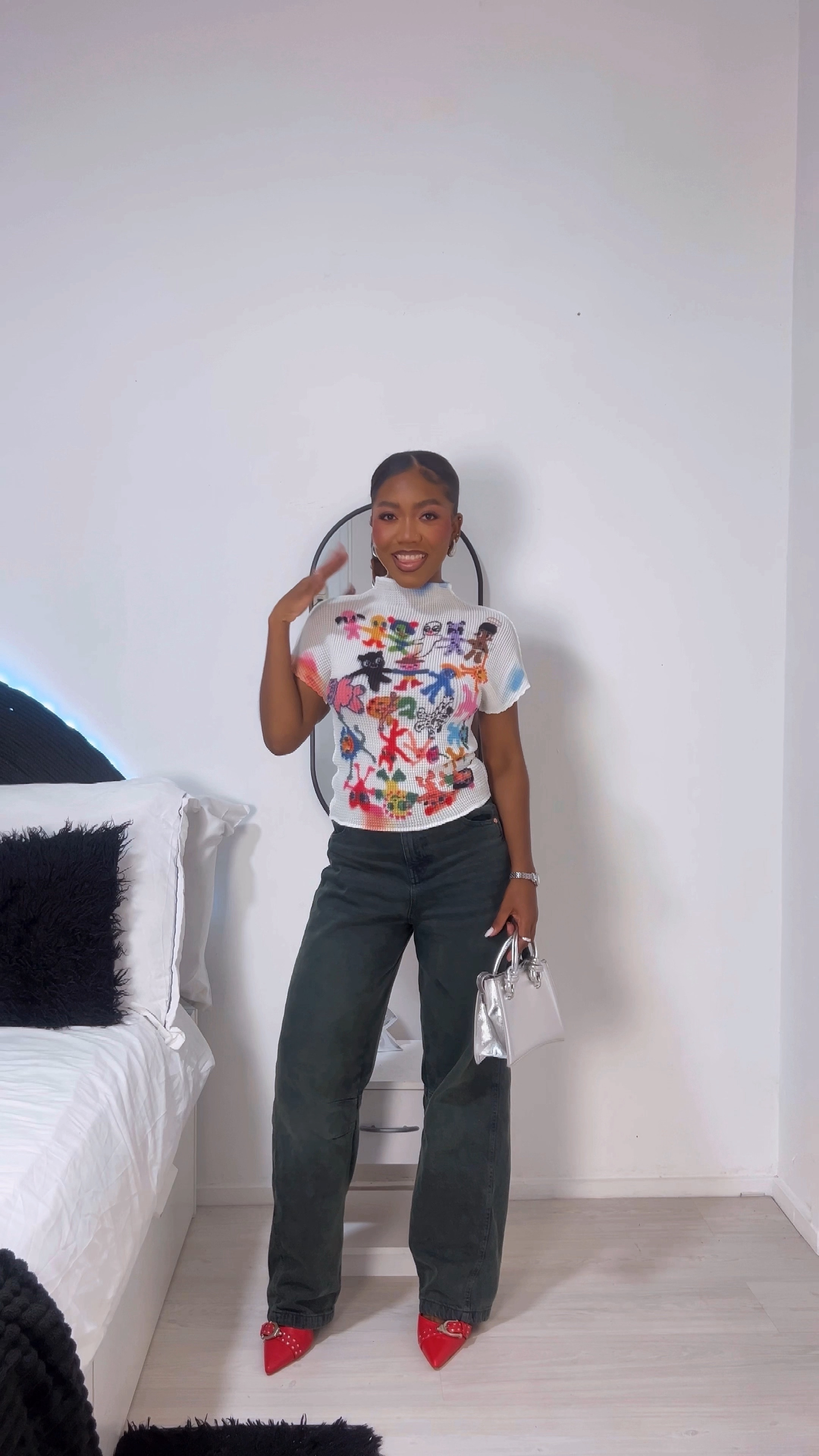 skater jeans. bershka jeans. baggy jeans. graphic tee. pointy heels. high heels. denim bag. denim heels. silver top. brunch outfit. club outfit. dinner outfit. wardrobe staples. wardrobe must have. fun outfits. statement outfit. 

#LTKeurope #LTKstyletip #LTKVideo