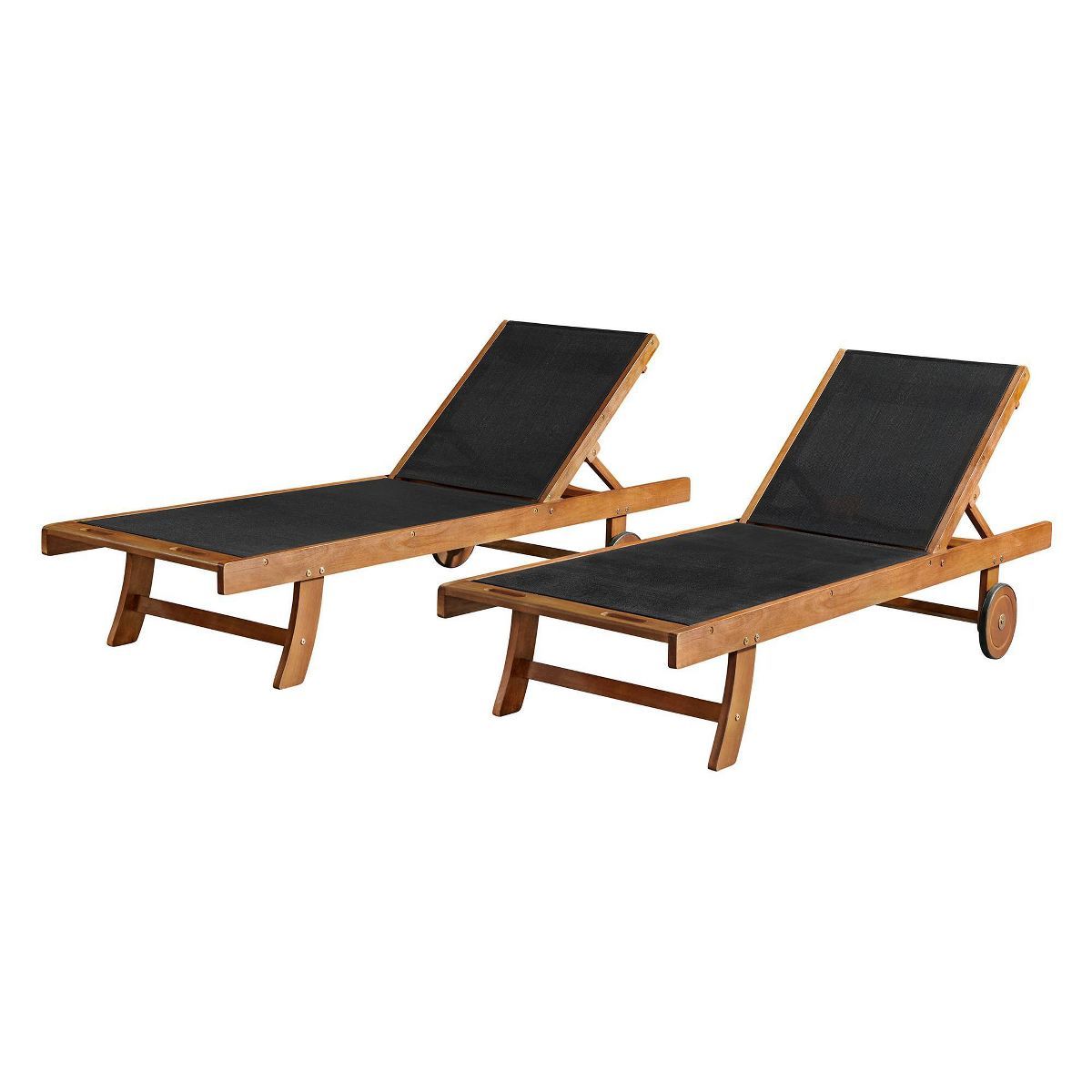Caspian 2pk Eucalyptus Wood Outdoor Lounge Chairs with Mesh Seating - Natural - Alaterre Furnitur... | Target