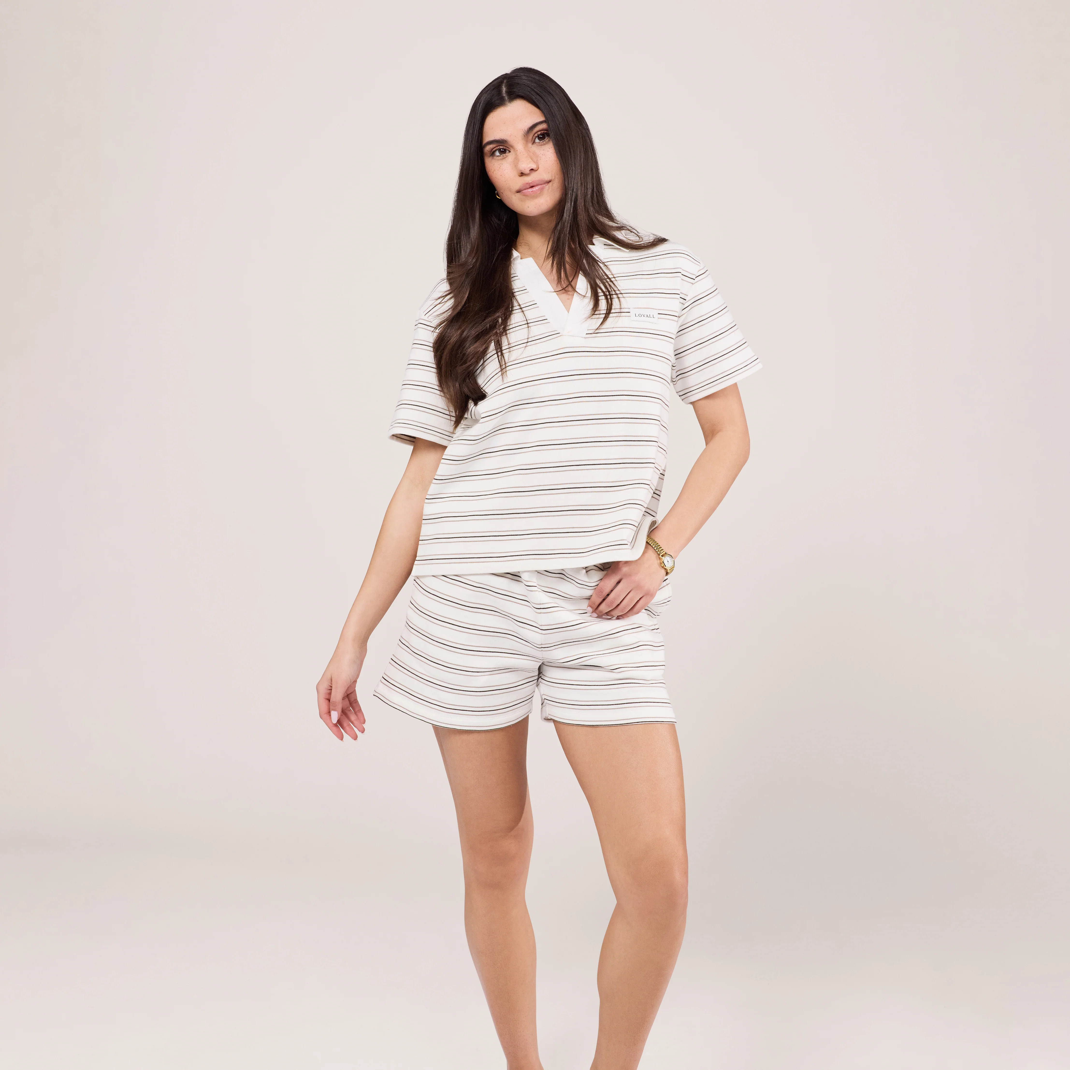 Collared Top Set - Stone Stripe | LOVALL