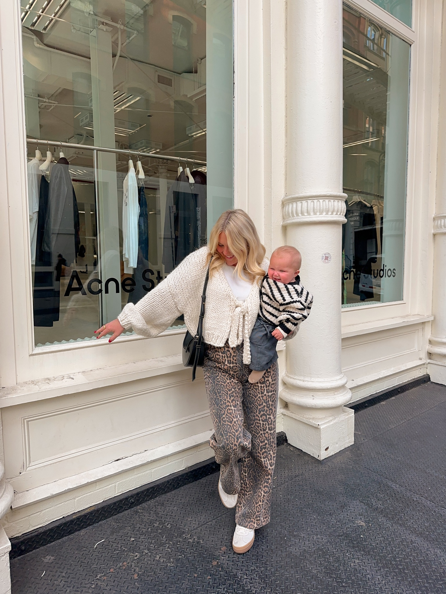 Fall NYC outfit inspo leopard pants and chunky knit sweater 

#LTKSeasonal #LTKTravel #LTKStyleTip