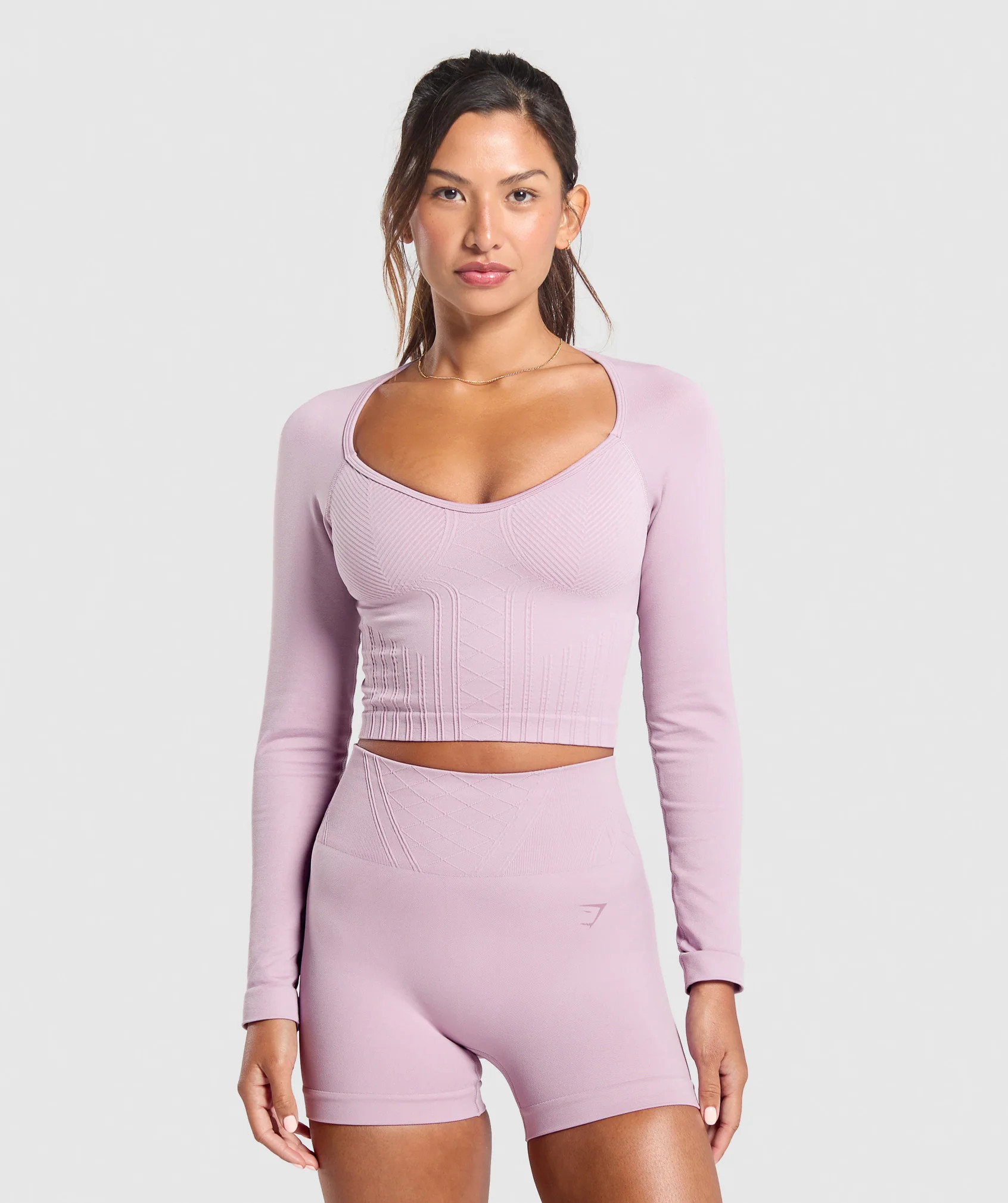 Gymshark Corset Seamless Long Sleeve Top - Warm Lilac | Gymshark US