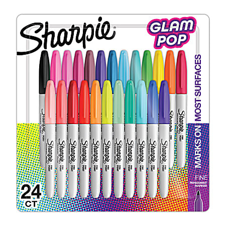 Sharpie Glam Pop Permanent Markers Fine Point Assorted Pack Of 24 Markers - Office Depot | Office Depot and OfficeMax 
