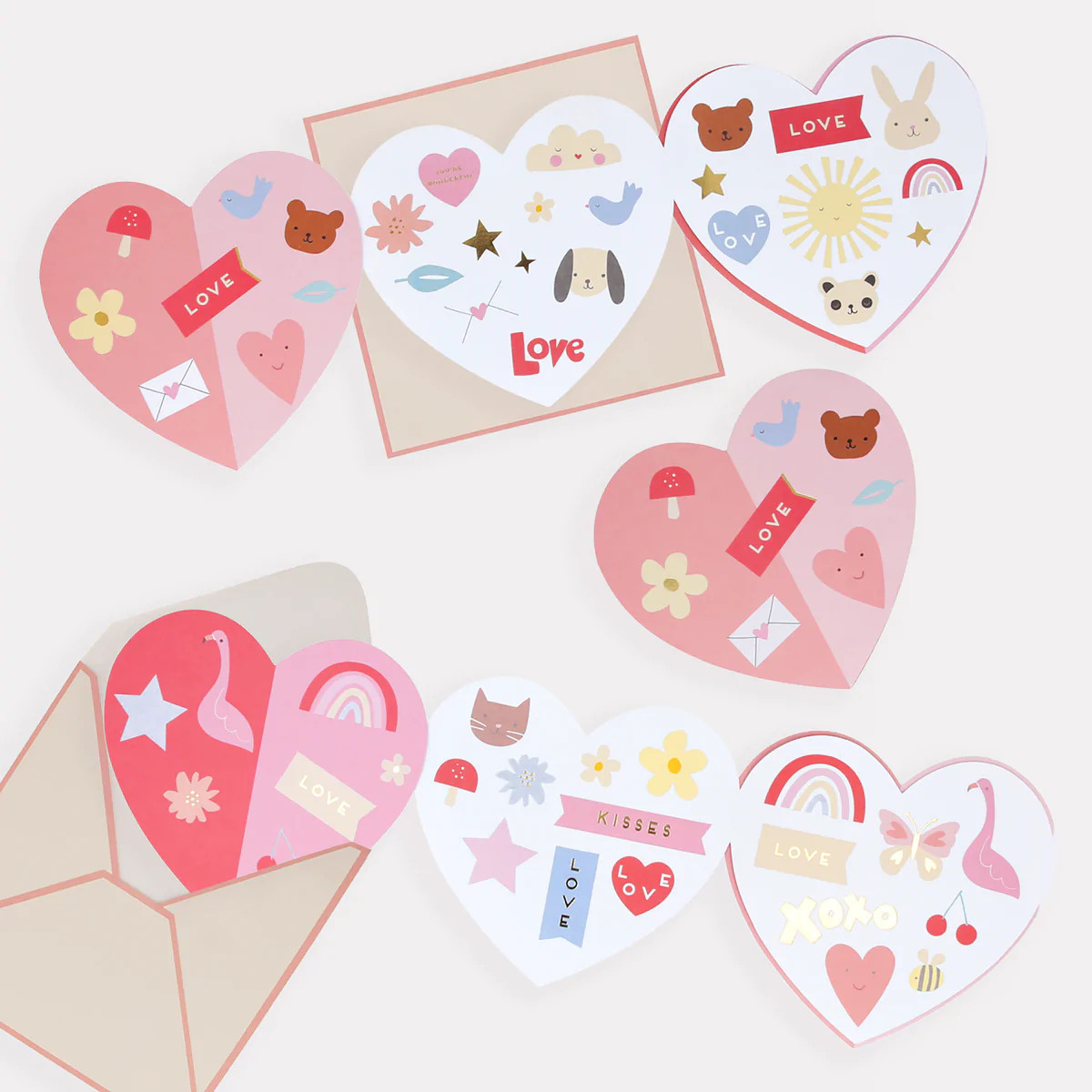 Heart Concertina Valentine Cards & Stickers (x 12) | Meri Meri