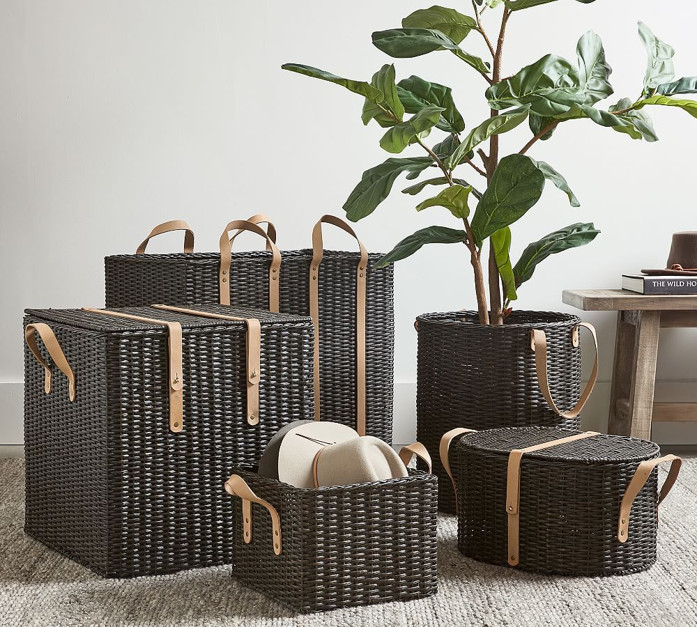 Austin Woven Basket Collection - Distressed Black | Pottery Barn (US)