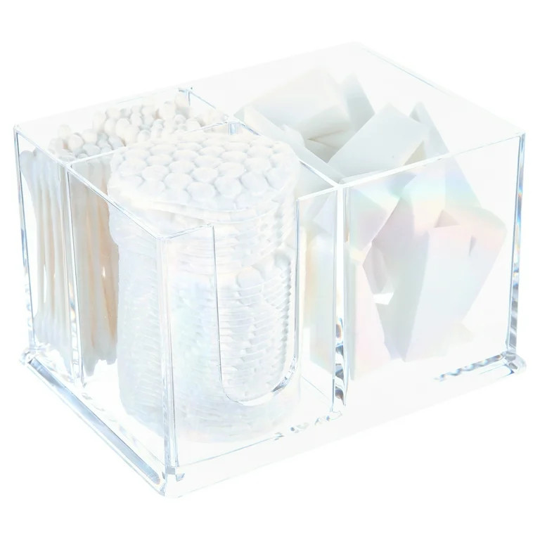 Precision Beauty 3-Sectional Organizer with 100 Cotton Swabs, 30 Cotton Pads, and 25 Cosmetic Wed... | Walmart (US)