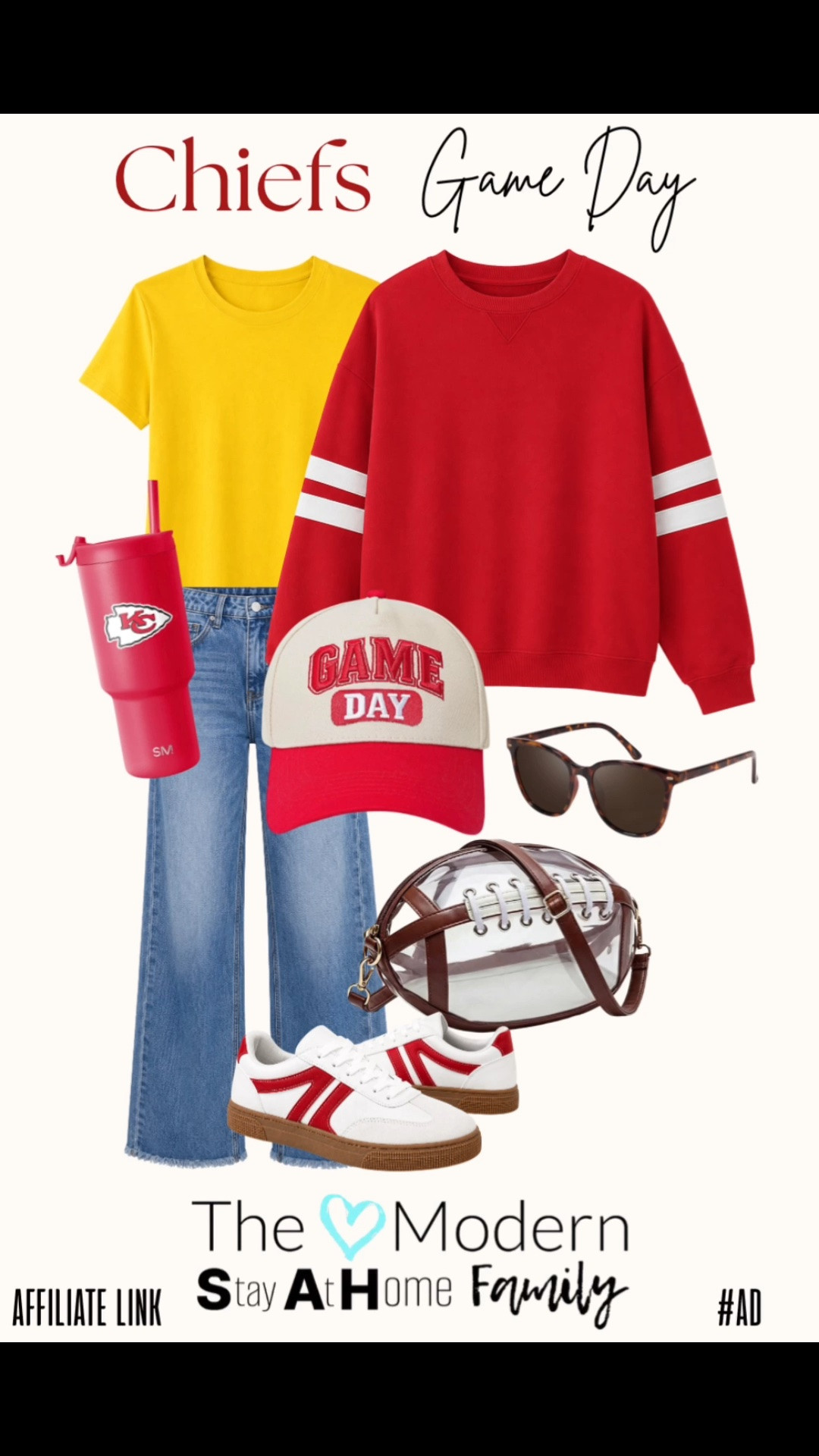 Chiefs Game Day Outfit ❤️💛🏈

Game day calls for a cute, comfortable outfit that still feels put together! ❤️💛 Whether you’re heading to the stadium, watching the Kansas City Chiefs game at home, or meeting friends for a football watch party, this is such an easy Chiefs-inspired game day outfit.

Think comfortable layers, casual pieces, football-inspired colors, and accessories that let you show your Chiefs spirit without feeling like you’re wearing a full jersey. Perfect for NFL game day, Sunday football, Chiefs Kingdom, tailgating, football season, and fall game day outfits!

Shop this Chiefs game day outfit and all of the pieces linked in my LTK. 🏈❤️💛

Kansas City Chiefs outfit, Chiefs game day outfit, Chiefs outfit ideas, Chiefs fan outfit, Chiefs Kingdom, Chiefs game day, Kansas City Chiefs game day, NFL game day outfit, football game day outfit, football outfit ideas, Sunday football outfit, fall football outfit, football fan outfit, Chiefs apparel, Chiefs accessories, Chiefs fashion, Chiefs tailgate outfit, football watch party outfit, cute game day outfit, casual game day outfit, women’s football outfit, NFL fan fashion, red and gold outfit, Chiefs red outfit, Kansas City football outfit, football season fashion

#LTKActive #LTKmomlife #LTKMidsize