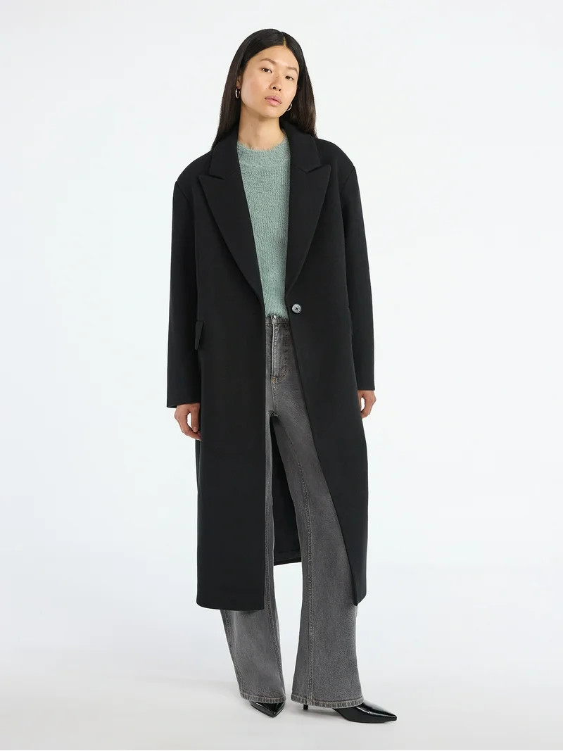 Scoop Women's and Women's Plus Oversized Faux Wool Coat, Heavyweight, Sizes XS-4X | Walmart (US)