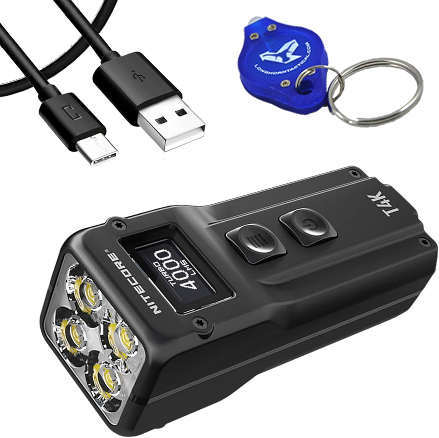 Nitecore T4K 4000 Lumen Keychain EDC Flashlight, Super Bright and USB-C Rechargeable with LumenTa... | Amazon (US)