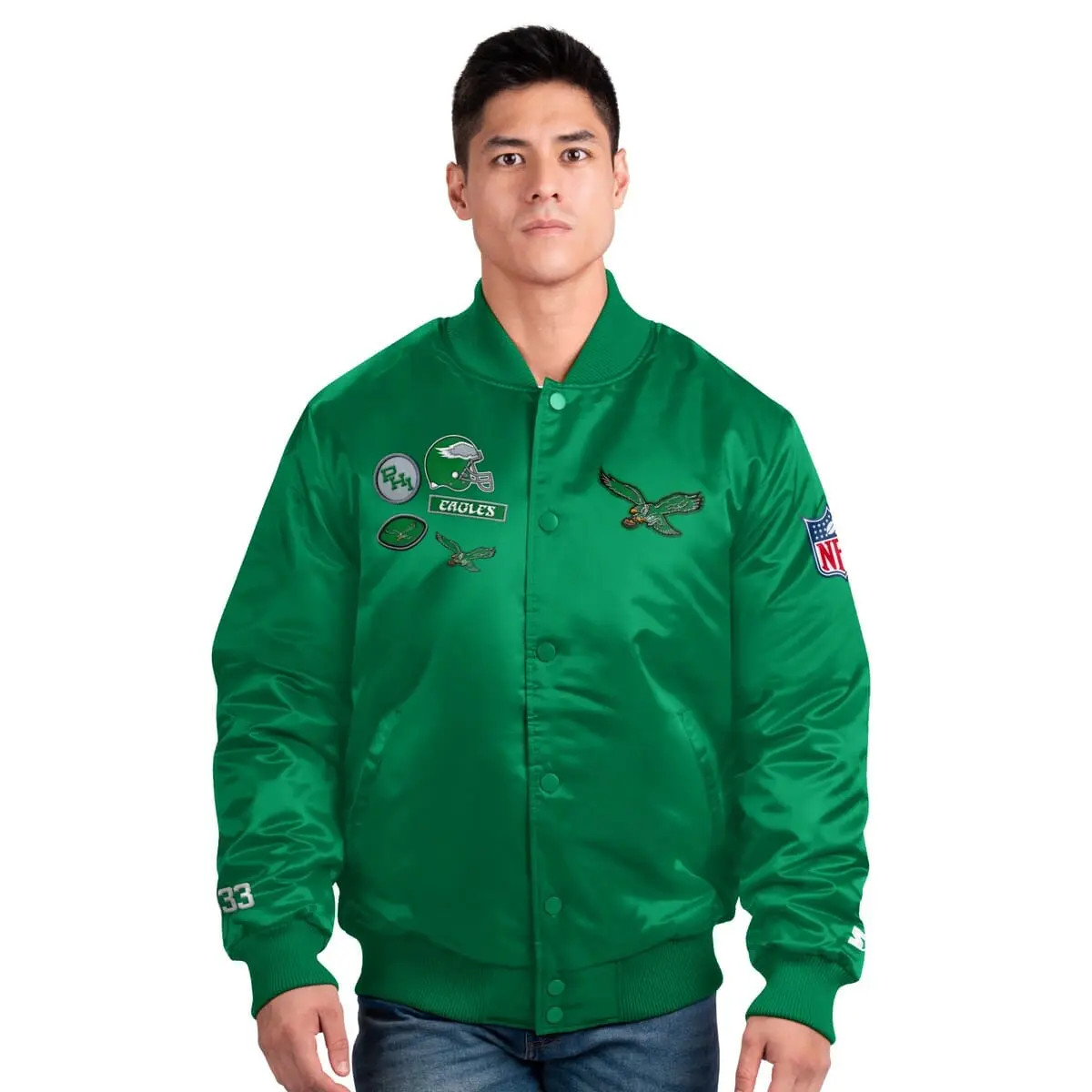 STARTER Men's Starter Kelly Green Philadelphia Eagles Exclusive Satin Full-Snap Varsity Jacket (M... | Nordstrom