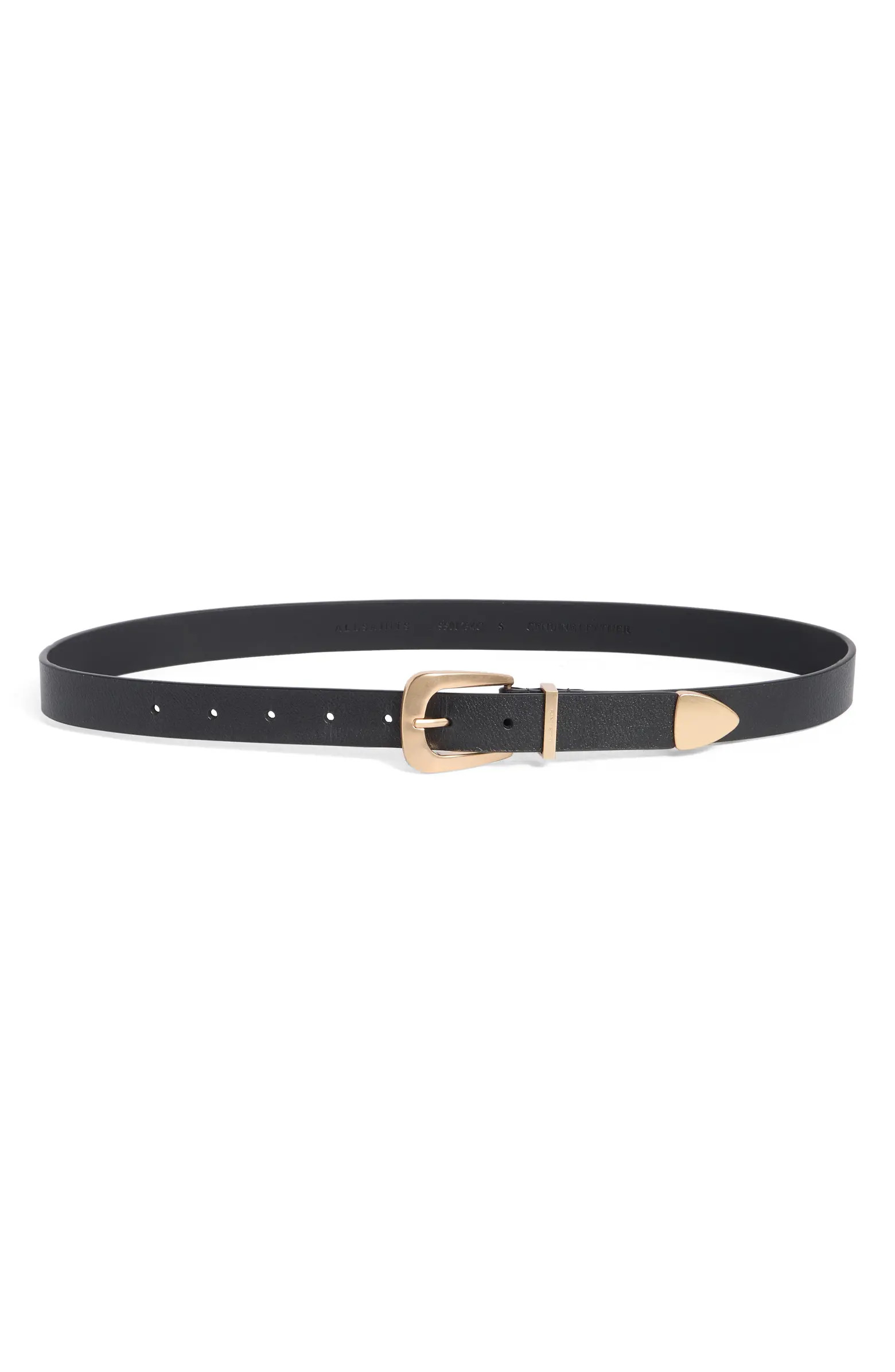 AllSaints Curved Buckle Leather Belt | Nordstromrack | Nordstrom Rack