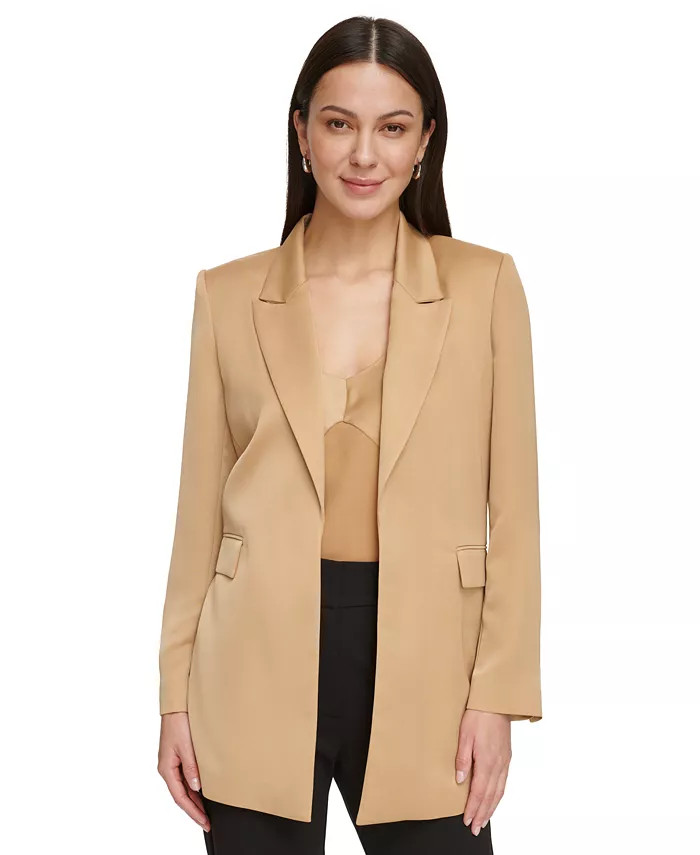 Women's Notched-Collar Open-Front Blazer | Macy's