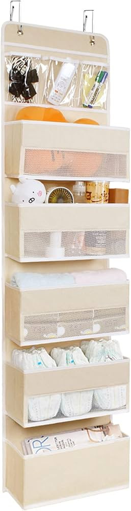 Univivi 6-Shelf Over Door Hanging Organizer Fabric Door Storage with 5 Large Pockets and 3 Small ... | Amazon (US)