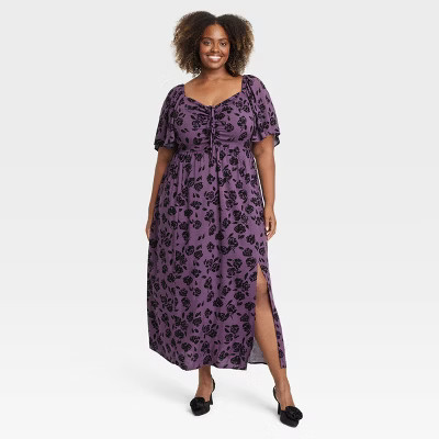 Women's Flutter Short Sleeve Maxi Wrap Dress - Ava & Viv™ | Target