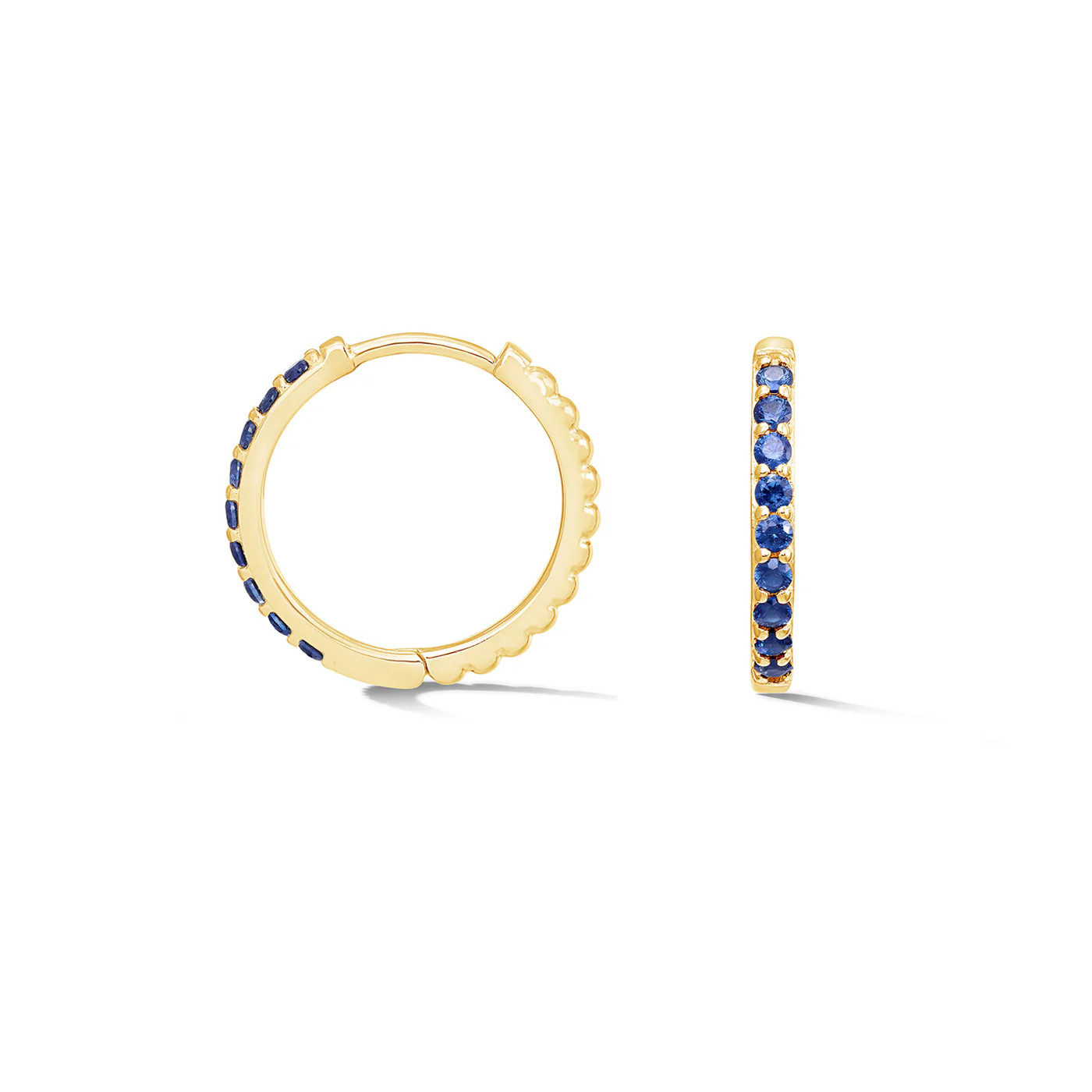Blue Sapphire Lumiere Huggie Hoops | Dower & Hall (Global)